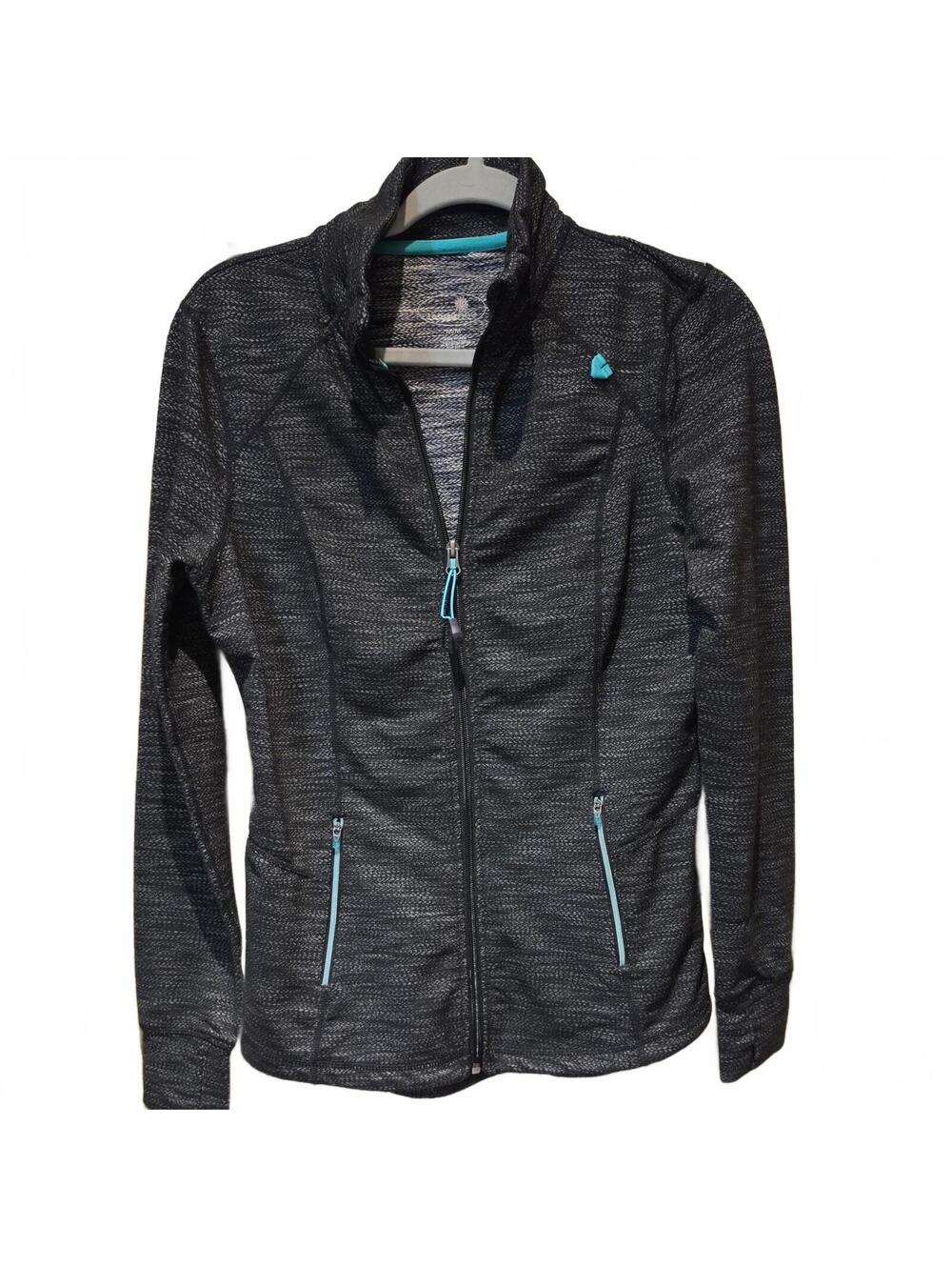TANGERINE Dark Gray Teal Athletic Running Zip Up Jacket W Thumb Holes Medium